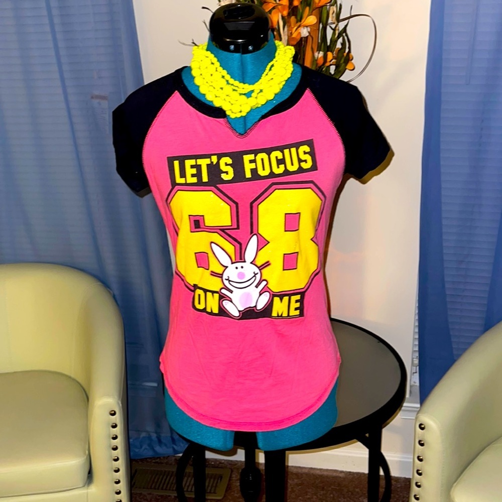 Pink & Black Graphic Print Short Sleeve T-shirt​